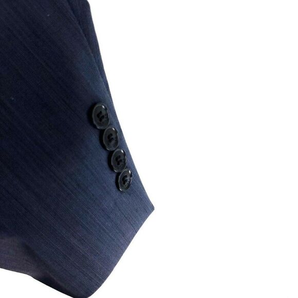 Tommy Hilfiger Wool 2 Button Blazer 42R Blue Striped Extra Pocket Peak Lapel - Picture 4 of 11